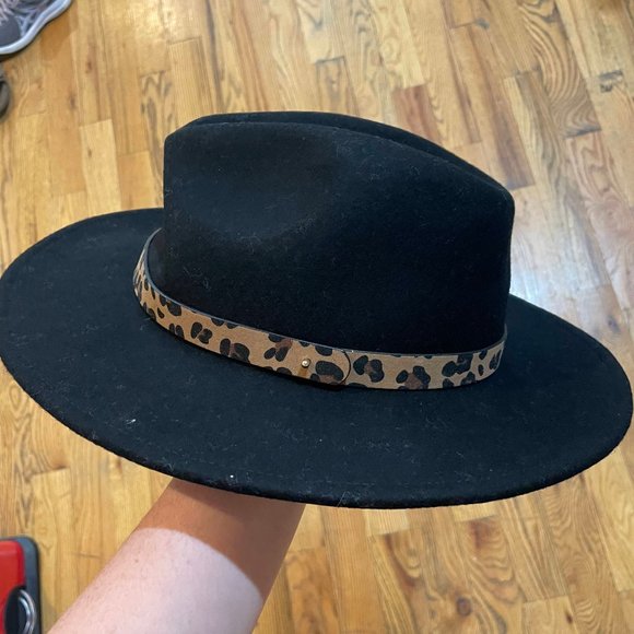 Animal Print Haircalf Trim Felt Fedora | LOFT main image 4